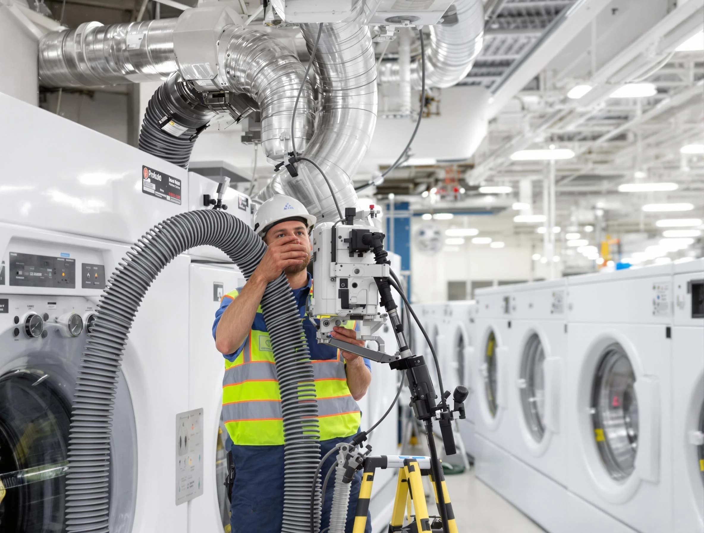 Kingfisher Dryer Vent Cleaning team performing commercial-grade dryer vent cleaning at a business facility in Kingfisher