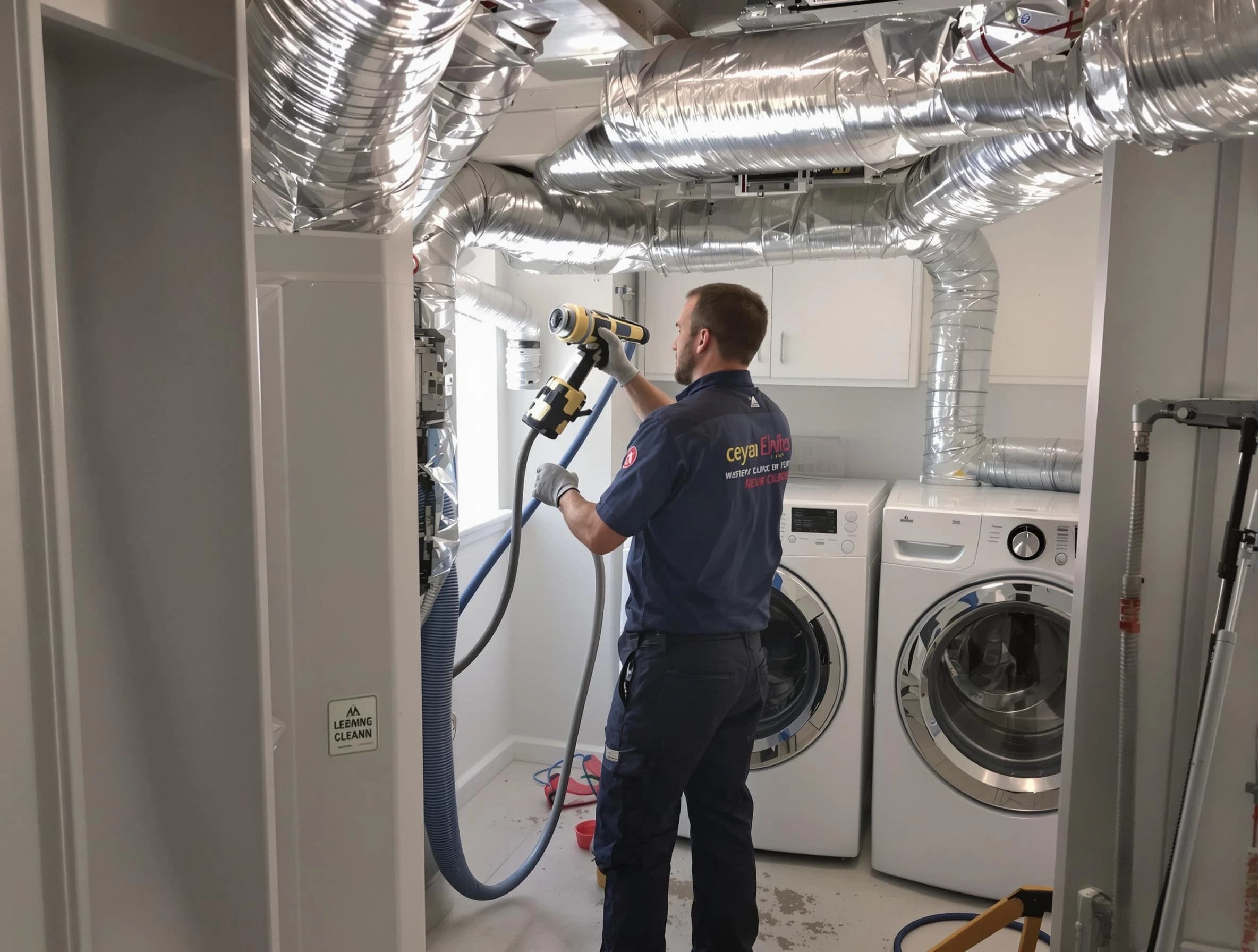 Kingfisher Dryer Vent Cleaning specialist using advanced equipment for thorough duct cleaning in Kingfisher