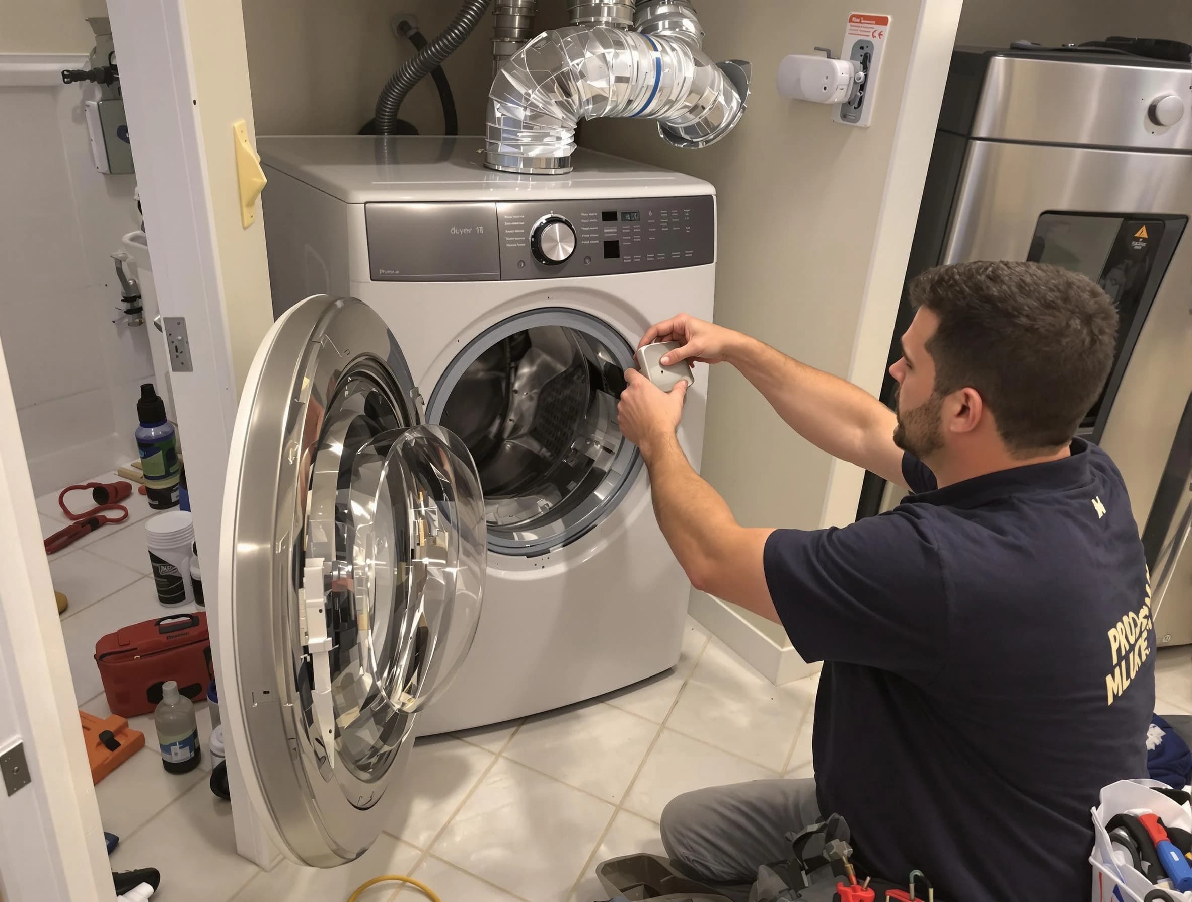 Kingfisher Dryer Vent Cleaning technician performing precise dryer vent hose installation in Kingfisher